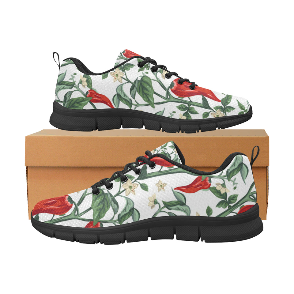 Chili Leaves Flower Pattern Men's Sneakers Black