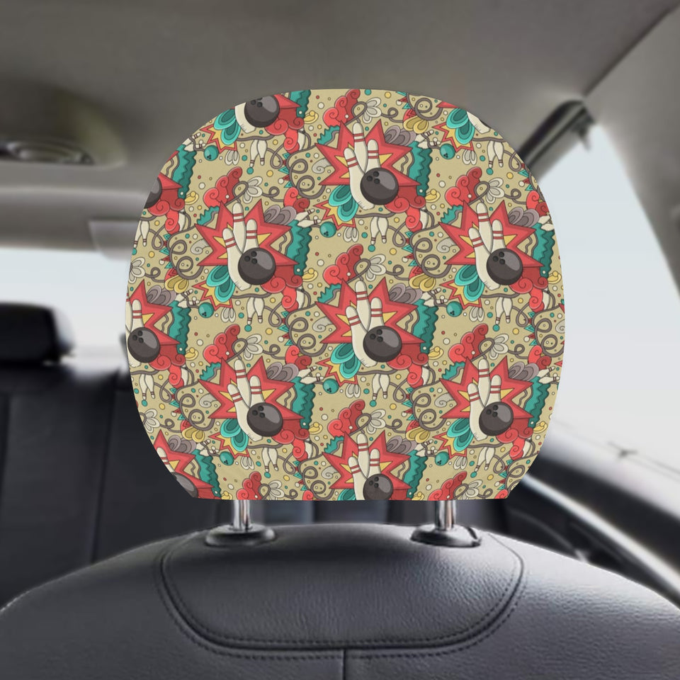 Bowling Pattern Background Car Headrest Cover