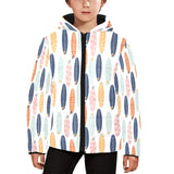 Surfboard Pattern Print Design 04 Kids' Boys' Girls' Padded Hooded Jacket