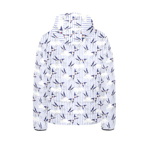 Swallow Pattern Print Design 03 Kids' Boys' Girls' Padded Hooded Jacket