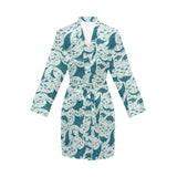 Stingray Pattern Print Design 01 Women's Long Sleeve Belted Night Robe