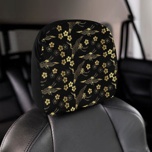 Gold Japanese Theme Pattern Car Headrest Cover