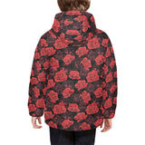 Rose Pattern Print Design 01 Kids' Boys' Girls' Padded Hooded Jacket