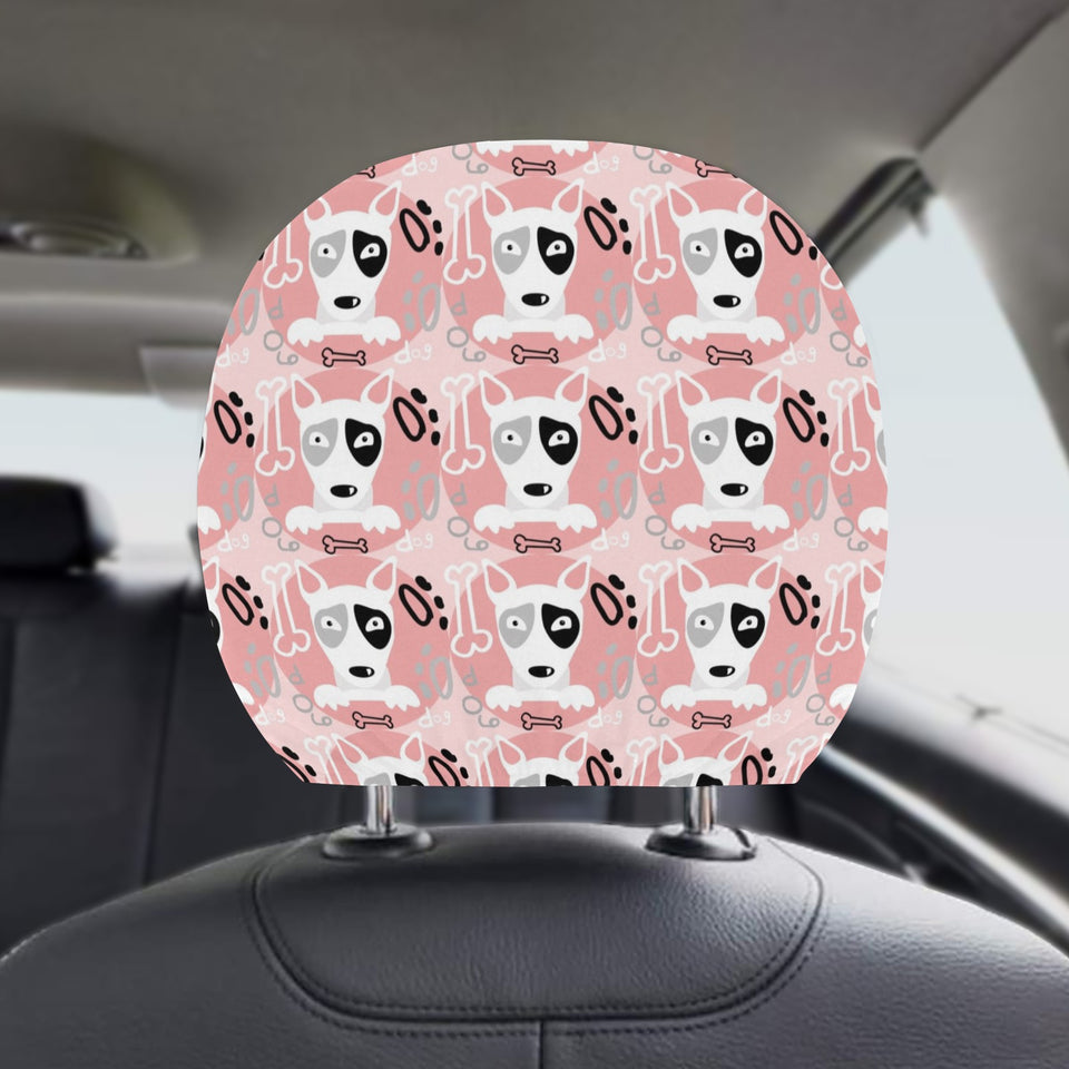 Bull Terrier Pattern Print Design 03 Car Headrest Cover