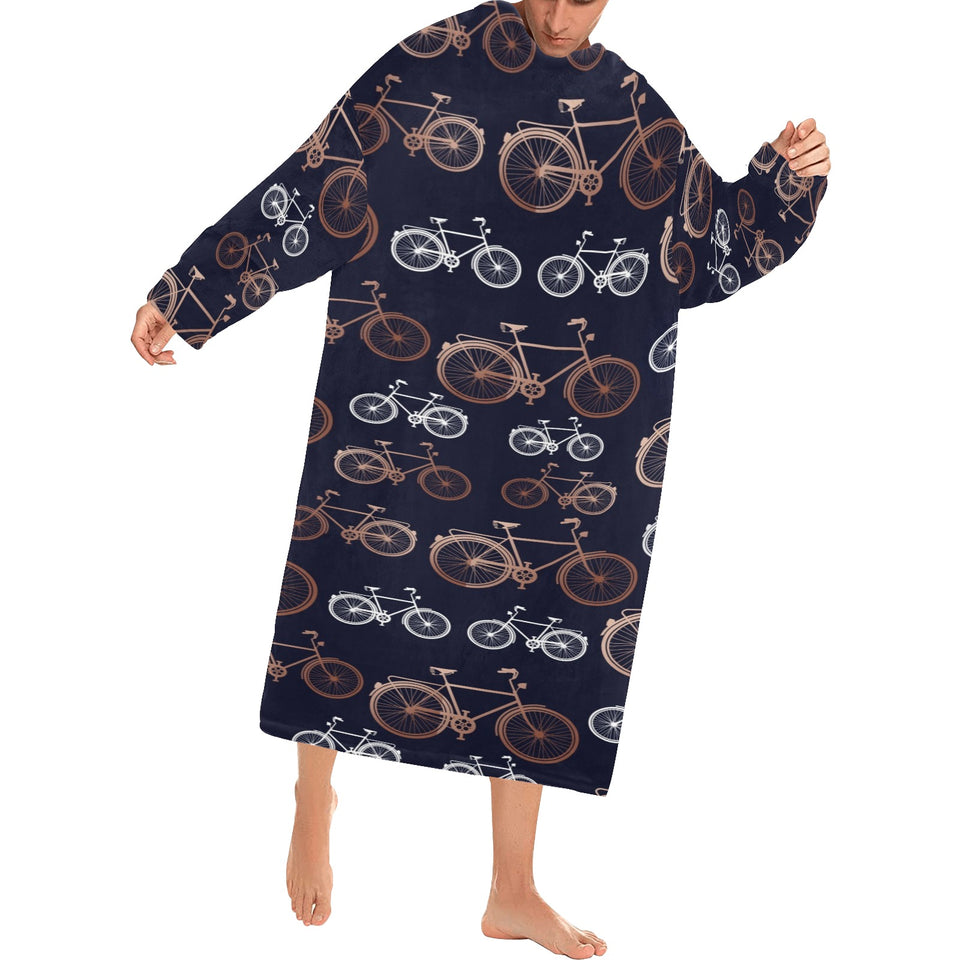 Bicycle Pattern Print Design 01 Blanket Robe with Sleeves