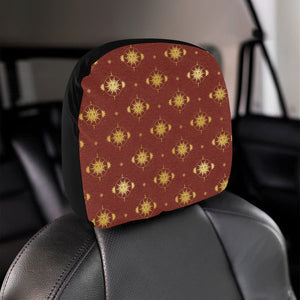 Sun Pattern Red Background Car Headrest Cover