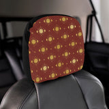 Sun Pattern Red Background Car Headrest Cover