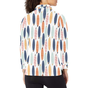 Surfboard Pattern Print Design 04 Women's Long Sleeve Polo Shirt