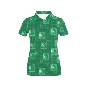 Chemistry Periodic Table Pattern Print Design 01 Women's All Over Print Polo Shirt