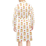 Pancake Pattern Print Design 02 Men's Long Sleeve Belted Night Robe