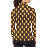 Bread Toast Pattern Print Design 01 Women's Long Sleeve Polo Shirt