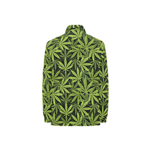 Canabis Marijuana Weed Pattern Print Design 03 Women's Long Sleeve Polo Shirt