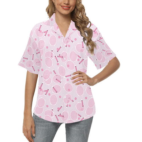 Tennis Pattern Print Design 02 Women's All Over Print Hawaiian Shirt