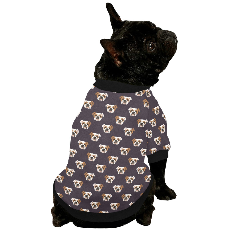 English Bulldog Pattern Print Design 03 All Over Print Pet Dog Round Neck Fuzzy Shirt