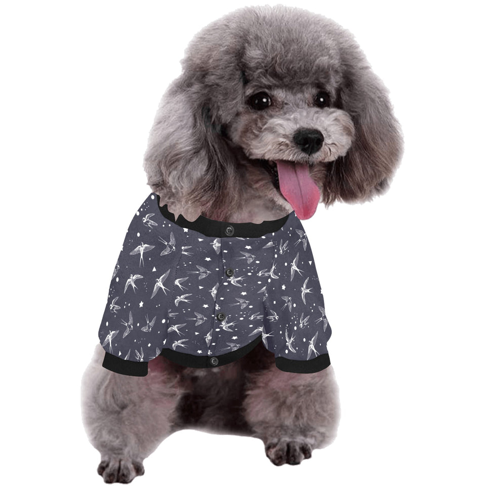 Swallow Pattern Print Design 02 All Over Print Pet Dog Round Neck Fuzzy Shirt