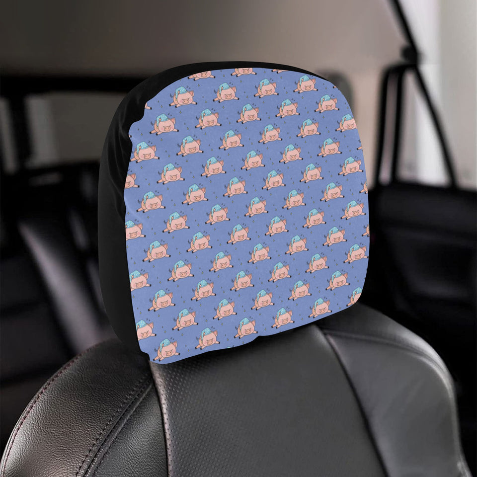 Pig Pattern Print Design 03 Car Headrest Cover