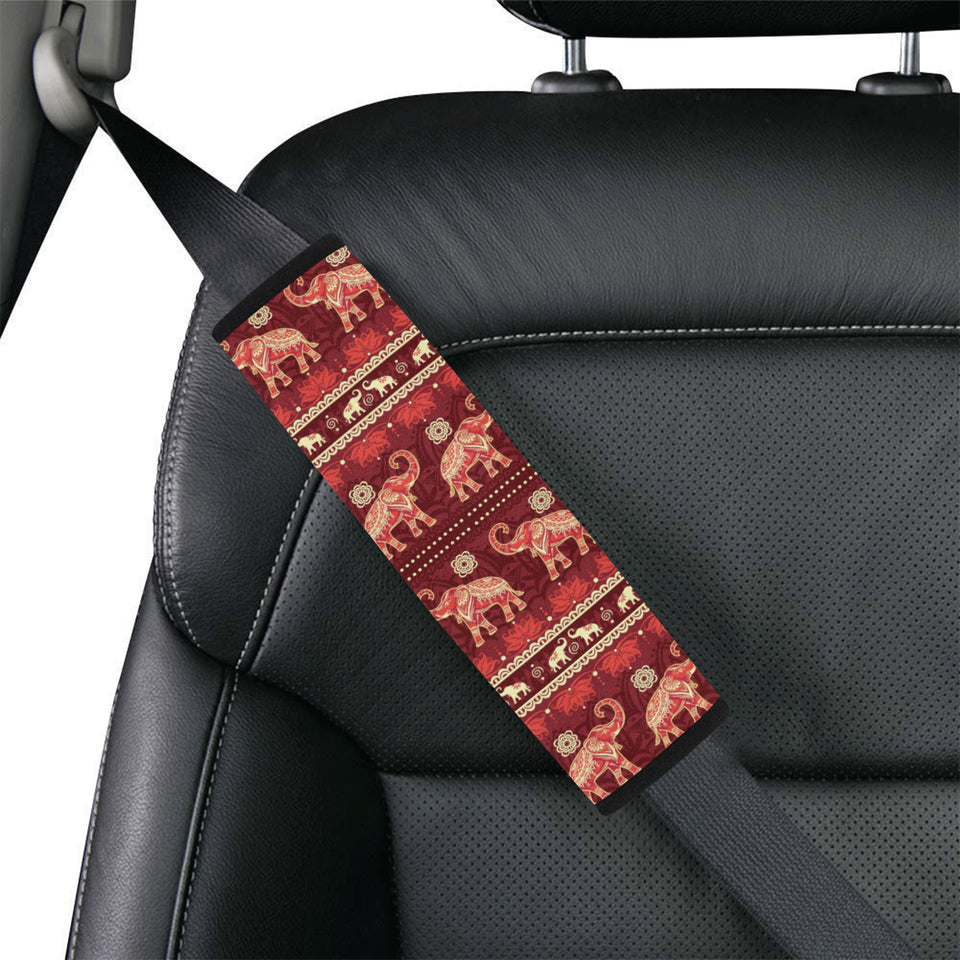 Elephant Red Pattern Ethnic Motifs Car Seat Belt Cover