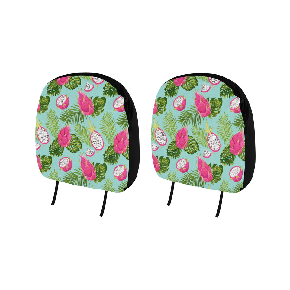 Dragon Fruit Leaves Pattern Car Headrest Cover