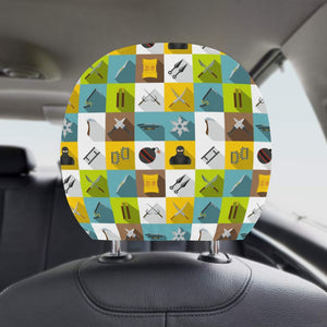 Ninja Weapon Set Pattern Car Headrest Cover