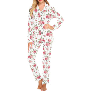 Rose Pattern Print Design 02 Women's Long Pajama Set