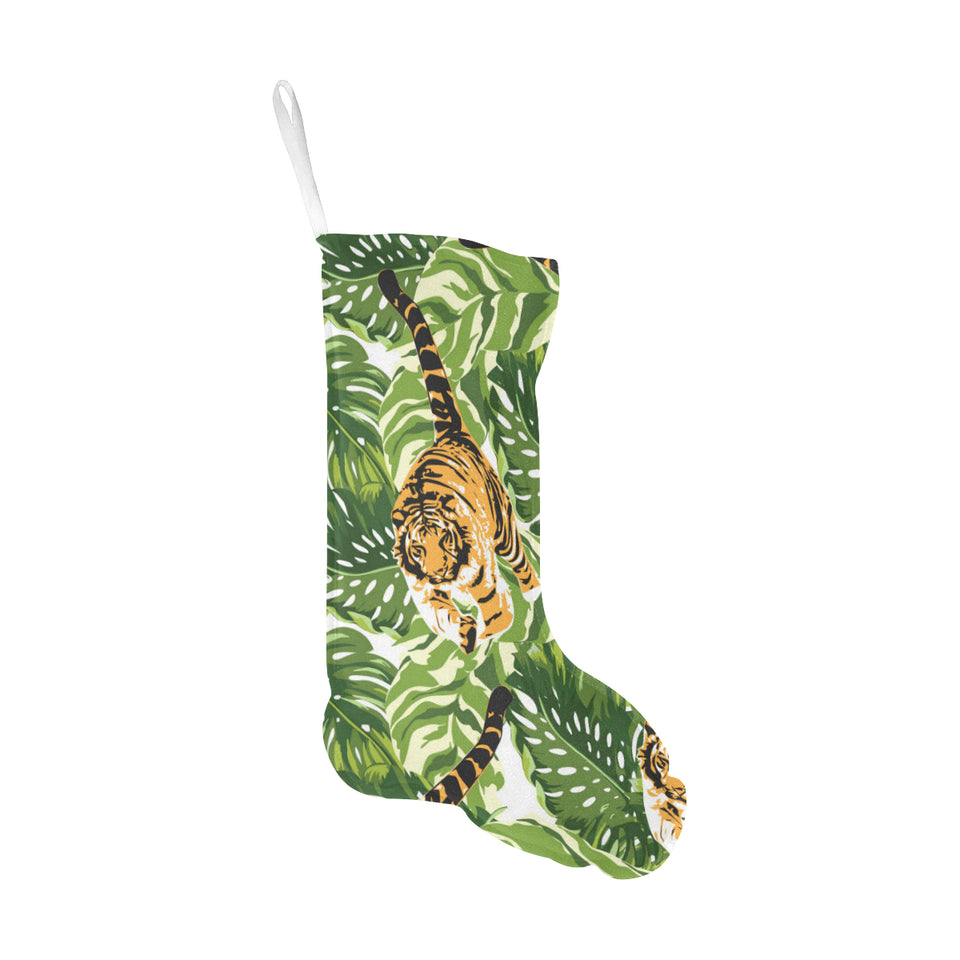 Bengal Tiger Pattern leaves Christmas Stocking