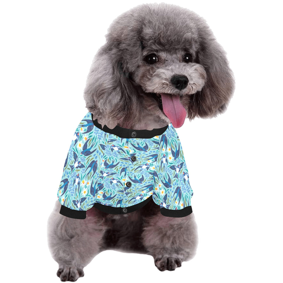 Swallow Pattern Print Design 05 All Over Print Pet Dog Round Neck Fuzzy Shirt