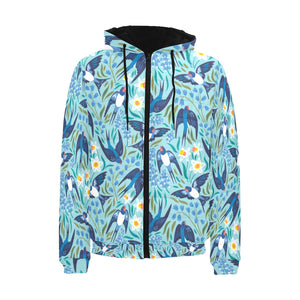 Swallow Pattern Print Design 05 Men's Padded Hooded Jacket(ModelH42)