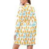 Giraffe Pattern Print Design 05 Women's Long Sleeve Belted Night Robe