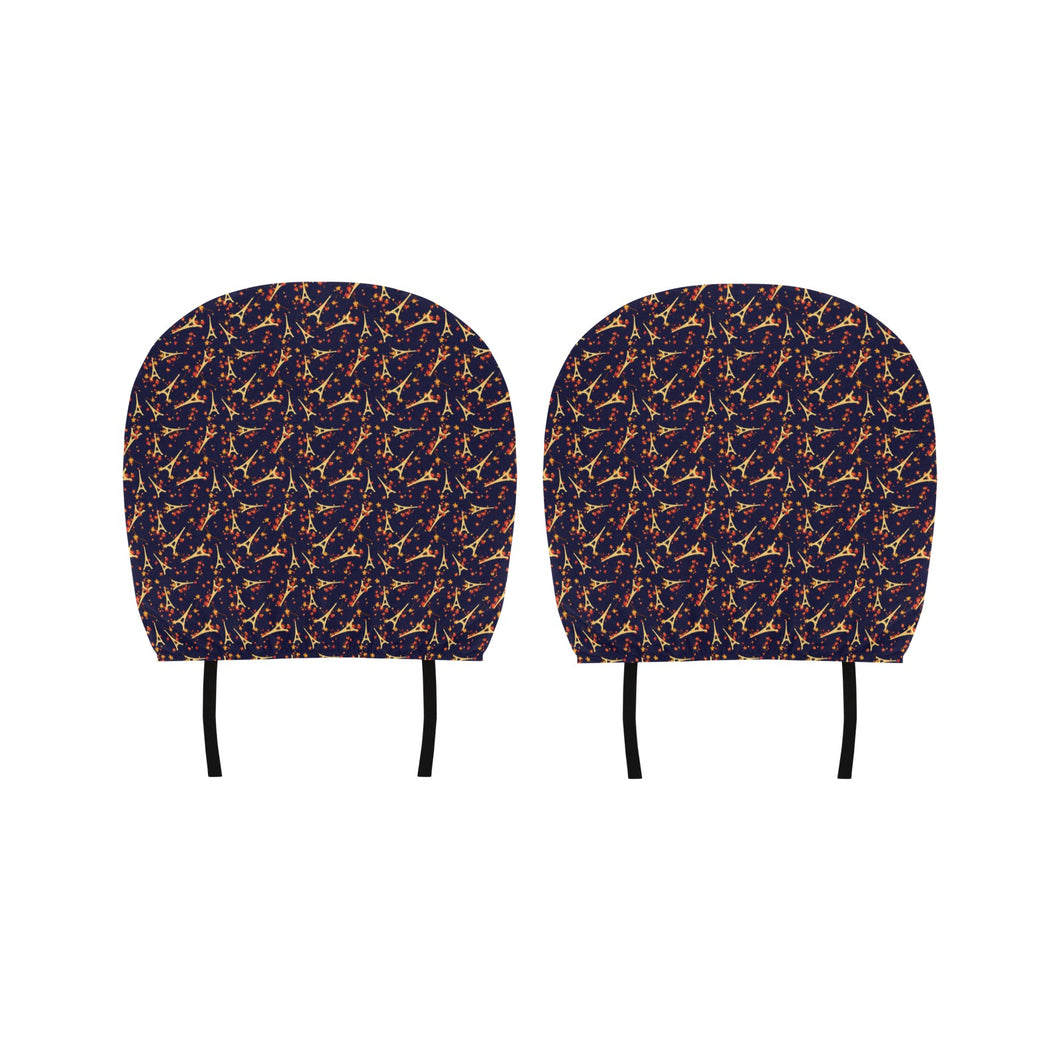 Eiffel Tower Pattern Print Design 02 Car Headrest Cover