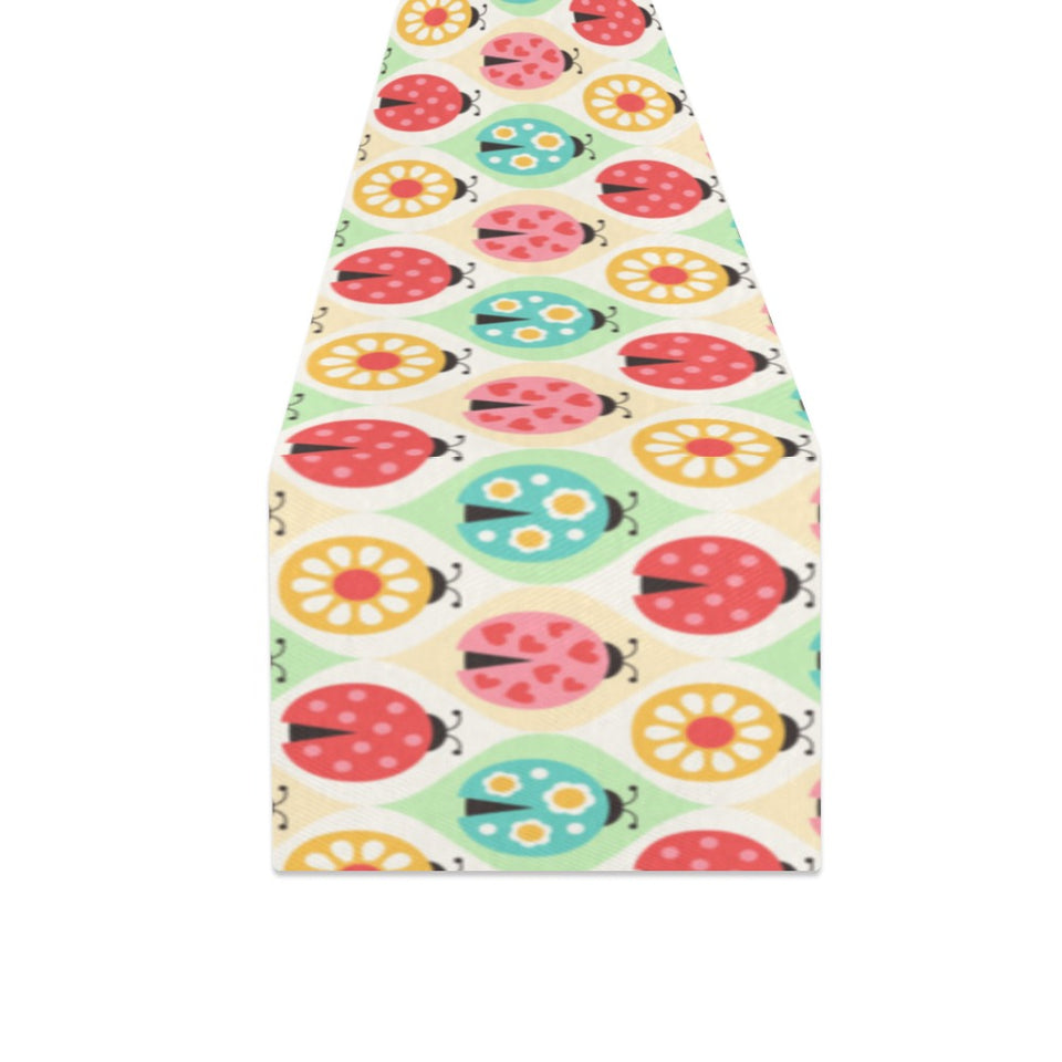 Ladybug Pattern Print Design 02 Table Runner