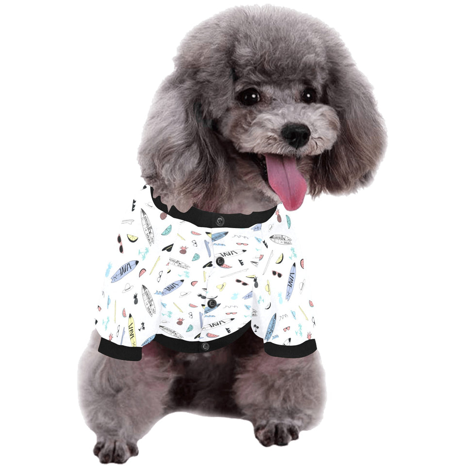 Surfboard Pattern Print Design 01 All Over Print Pet Dog Round Neck Fuzzy Shirt