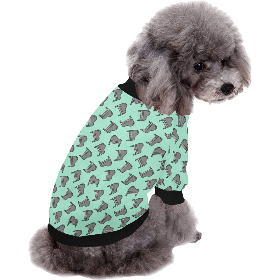 Piano Pattern Print Design 04 All Over Print Pet Dog Round Neck Fuzzy Shirt