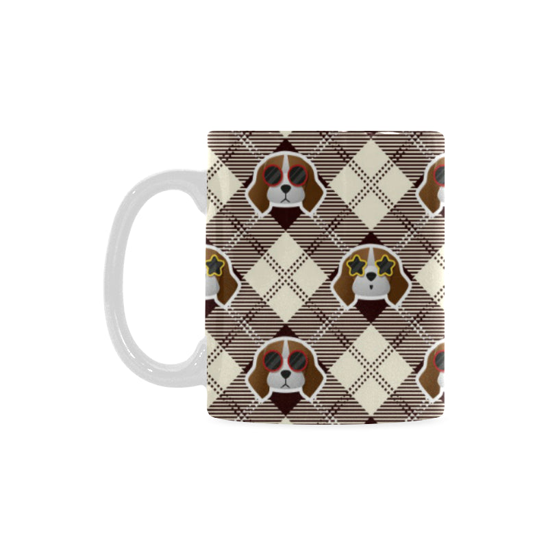 Beagle with Sunglass Pattern Classical White Mug (FulFilled In US)