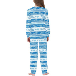 Dolphin Tribal Pattern background Kids' Boys' Girls' All Over Print Pajama Set