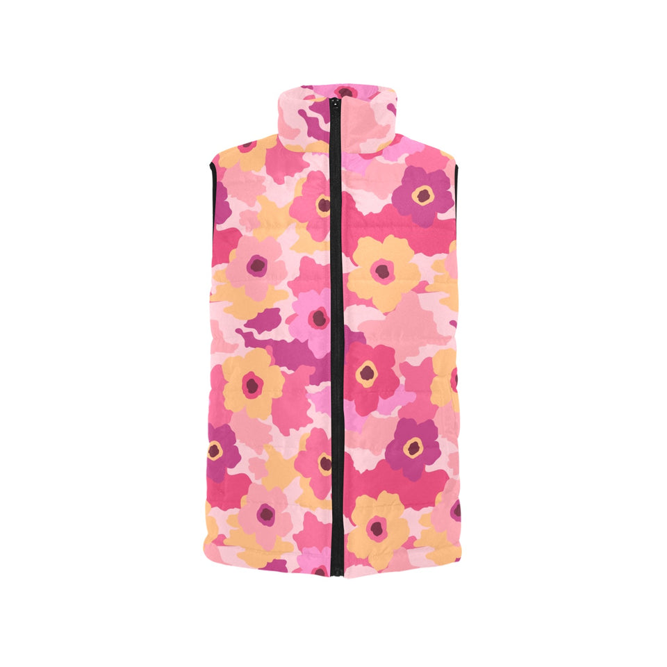 Pink Camo Camouflage Flower Pattern Men's Padded Vest