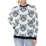 Raccoon Head Pattern Women's Crew Neck Sweatshirt