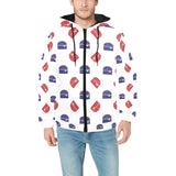 Hamburger Pattern Print Design 04 Men's Padded Hooded Jacket(ModelH42)