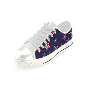 USA Star Pattern Theme Women's Low Top Canvas Shoes White