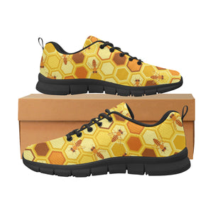 Bee and Honeycomb Pattern Men's Sneakers Black