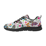 Colorful Butterfly Flower Pattern Men's Sneakers Black