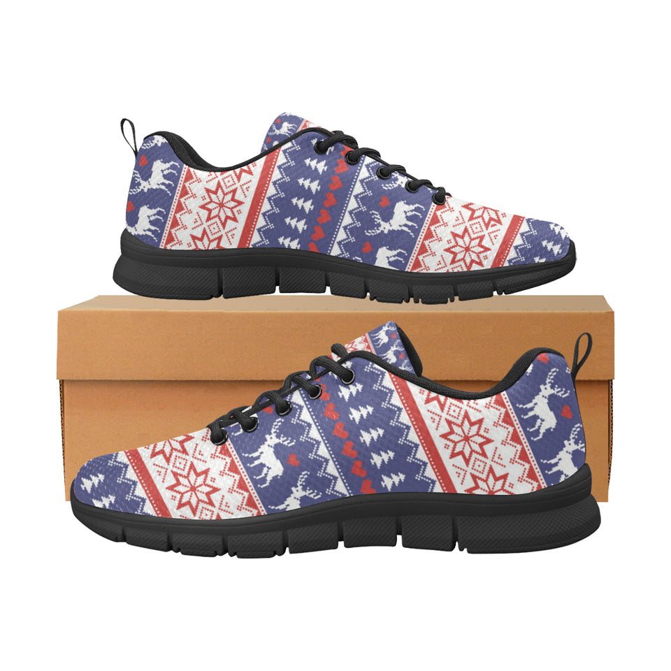 Deer Sweater Printed Pattern Men's Sneakers Black