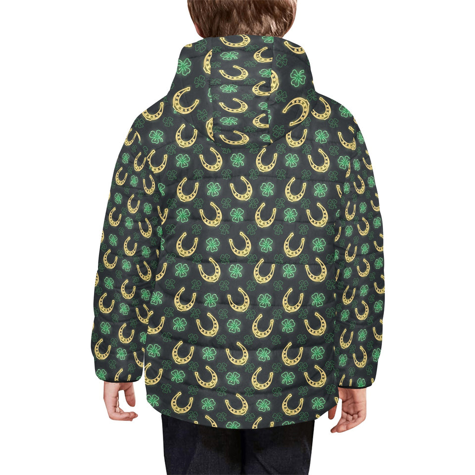 Horseshoes Pattern Print Design 04 Kids' Boys' Girls' Padded Hooded Jacket