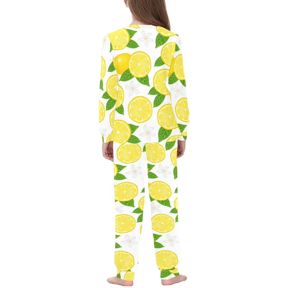 Lemon Flower Pattern Kids' Boys' Girls' All Over Print Pajama Set