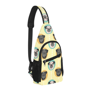 Pug Head Pattern All Over Print Chest Bag