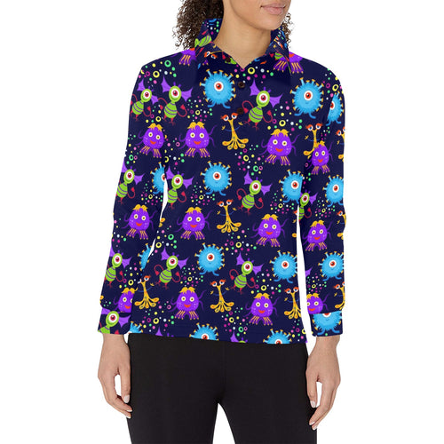 Alien Pattern Print Design 01 Women's Long Sleeve Polo Shirt