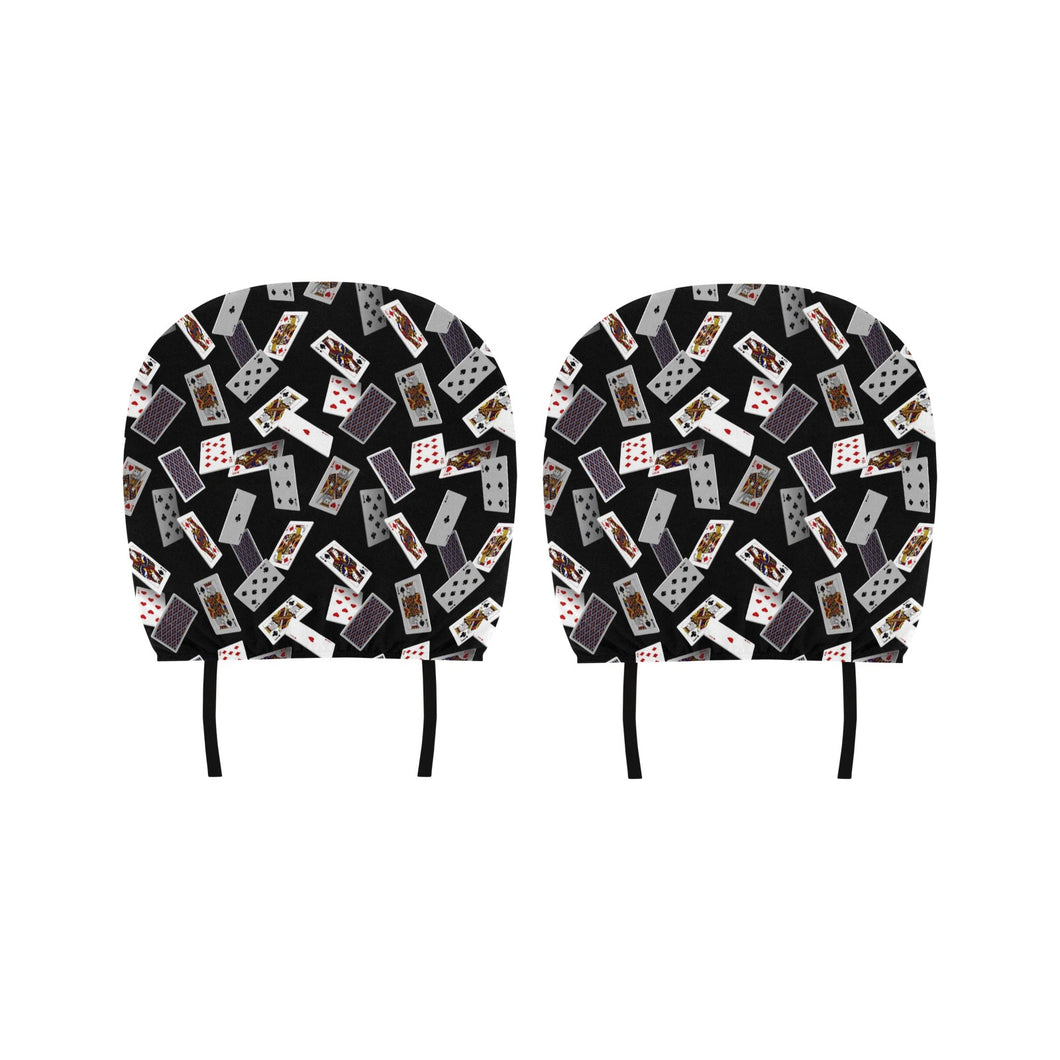 Casino Cards Suits Pattern Print Design 05 Car Headrest Cover