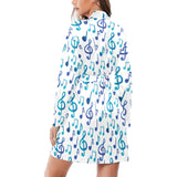 Music Notes Pattern Print Design 03 Women's Long Sleeve Belted Night Robe