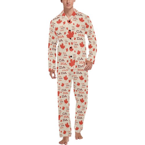 Canada Pattern Print Design 02 Men's Long Pajama Set