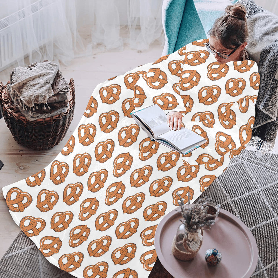 Pretzels Pattern Print Design 05 Blanket Robe with Sleeves