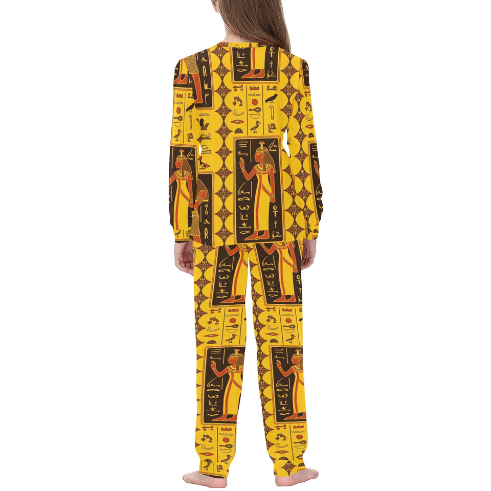 Egypt Hieroglyphics Pattern Print Design 01 Kids' Boys' Girls' All Over Print Pajama Set